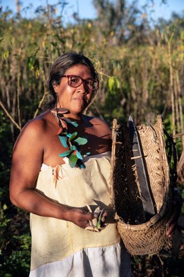 Indigenous women in her cassava plantation